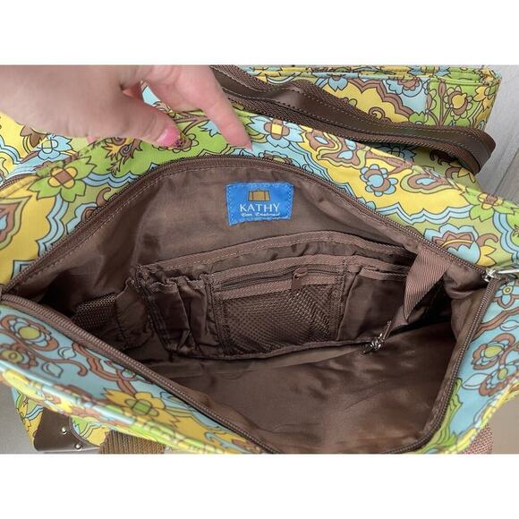 Kathy Van Zeeland Floral Pattern Large Duffle Bag Weekend Overnight Retro Print - Picture 8 of 12